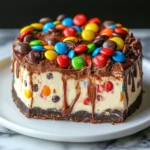 No-Bake M&M Snickers Cheesecake