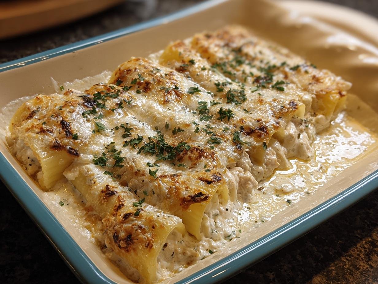 Manicotti Alfredo: 1 Delightful Creamy Bite - Manicotti Alfredo - main visual representation