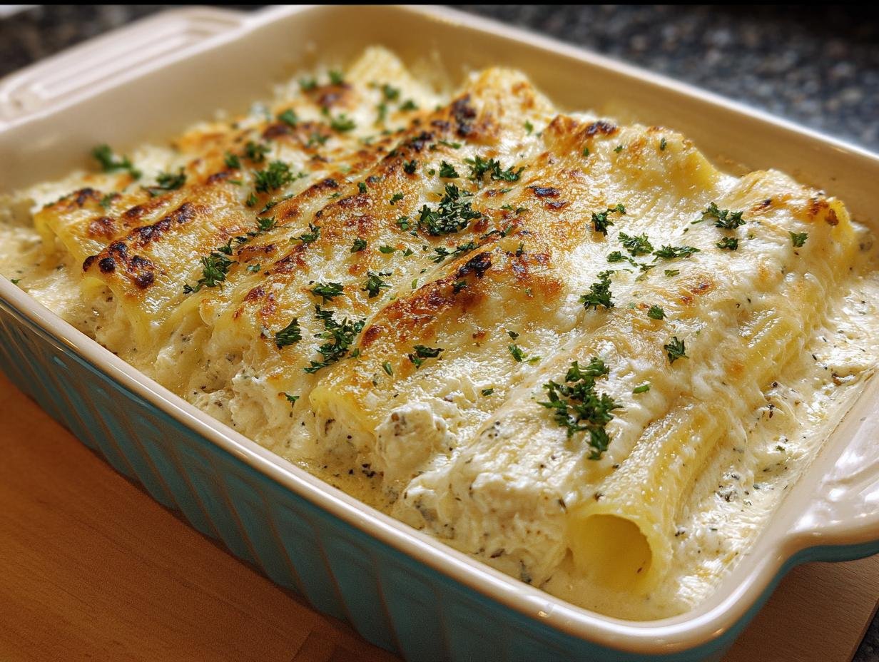 Manicotti Alfredo: 1 Delightful Creamy Bite - Manicotti Alfredo - additional detail