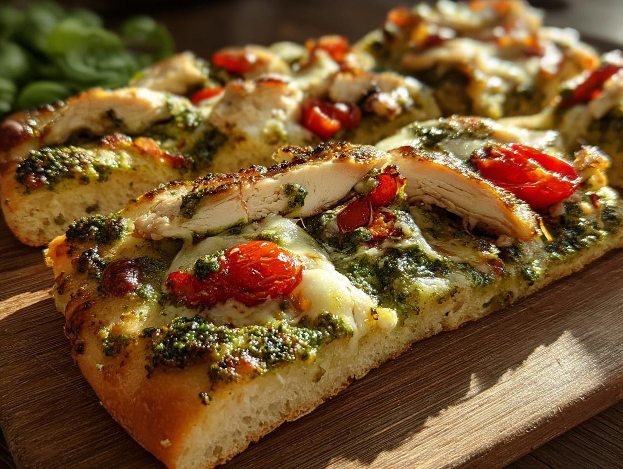 Perfect Chicken Pesto Flatbread Delight 2 Perfect Chicken Pesto Flatbread Delight - Chicken Pesto Flatbread - additional detail