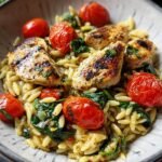 Savory Chicken Spinach Tomato Orzo: Quick Dinner 4 Chicken Spinach Tomato Orzo