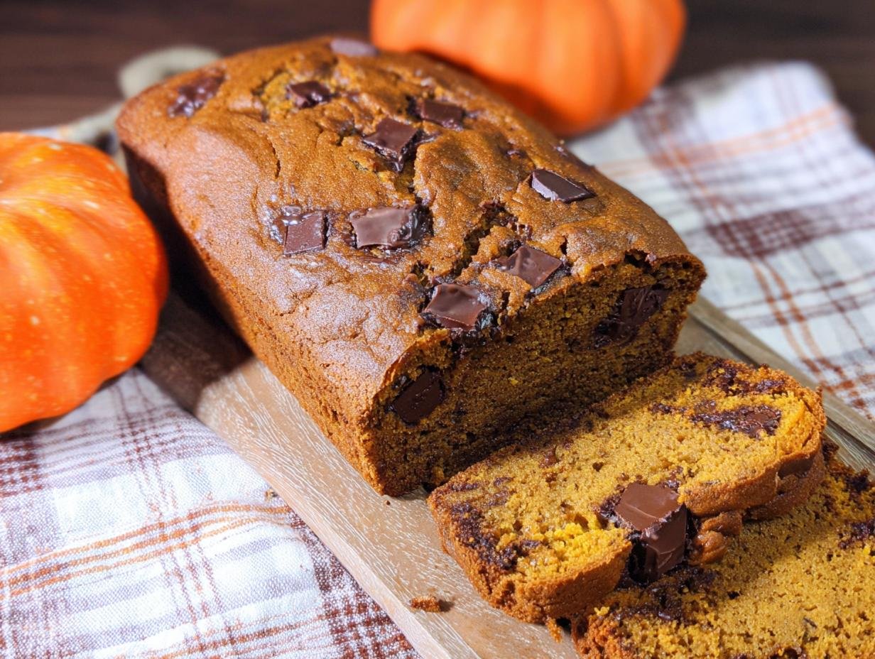 Moist Chocolate Chunk Pumpkin Bread Recipe 2 Moist Chocolate Chunk Pumpkin Bread Recipe - Chocolate Chunk Pumpkin Bread - main visual representation