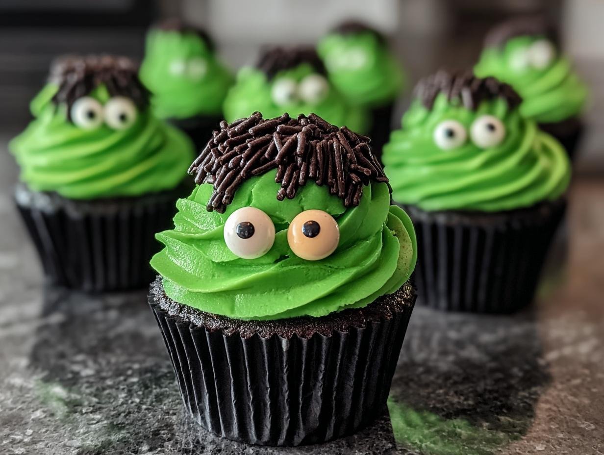 Frankenstein Cupcakes: 1 Spooky Delight 3 Frankenstein Cupcakes: 1 Spooky Delight - Frankenstein Cupcakes - additional detail