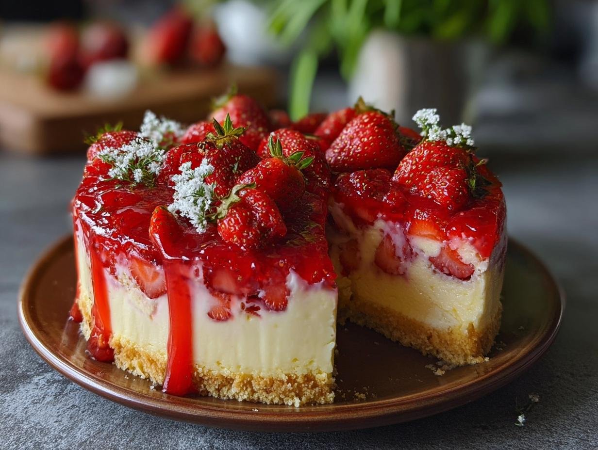 Lavish Decorated Strawberry Cheesecake: 1 Amazing Recipe 2 Lavish Decorated Strawberry Cheesecake: 1 Amazing Recipe - Lavish Decorated Strawberry Cheesecake - main visual representation
