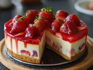 Lavish Decorated Strawberry Cheesecake