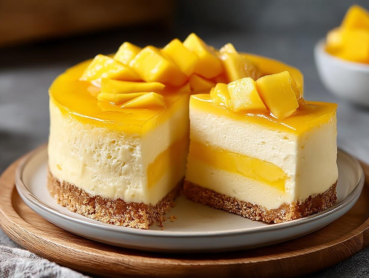 Mango Cheesecake Magic Incredible - Garnished dessert