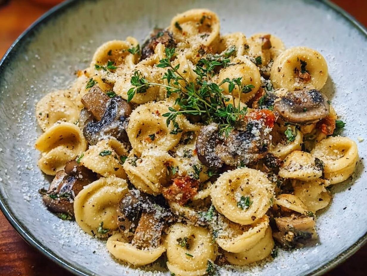 Orecchiette Mushroom Thyme Sauce: 1 Amazing Dish - Orecchiette Mushroom Thyme Sauce - additional detail