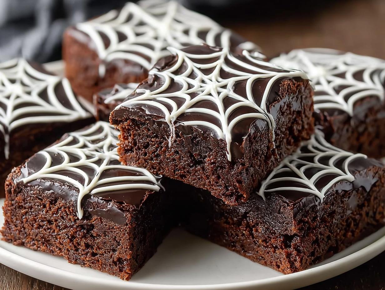 Spiderweb Brownies: Fudgy & Easy Halloween Treat 2 Spiderweb Brownies: Fudgy & Easy Halloween Treat - Spiderweb Brownies - additional detail
