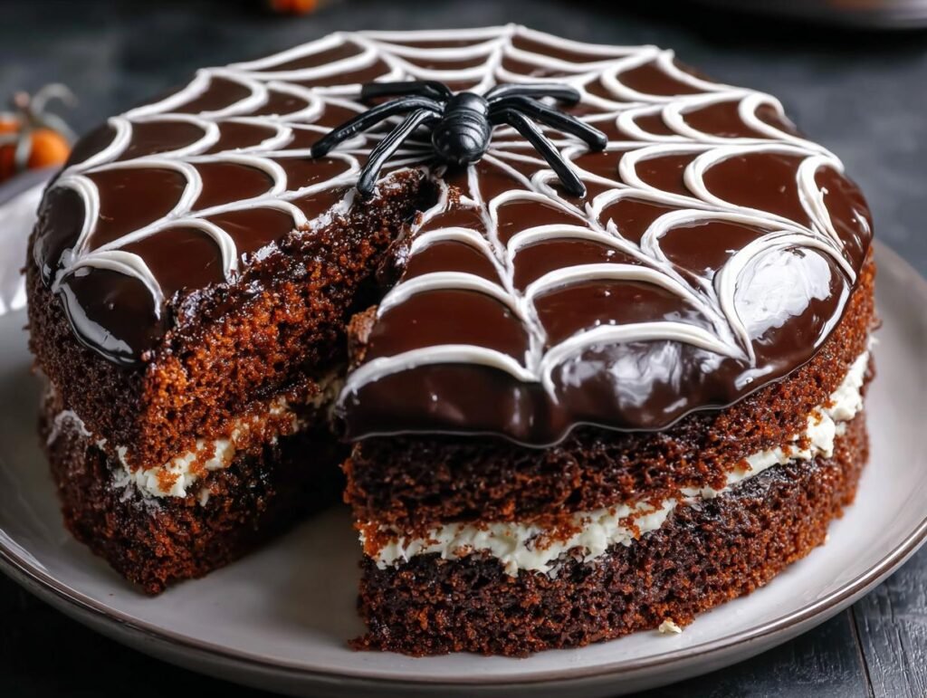 Spiderweb Chocolate Cake