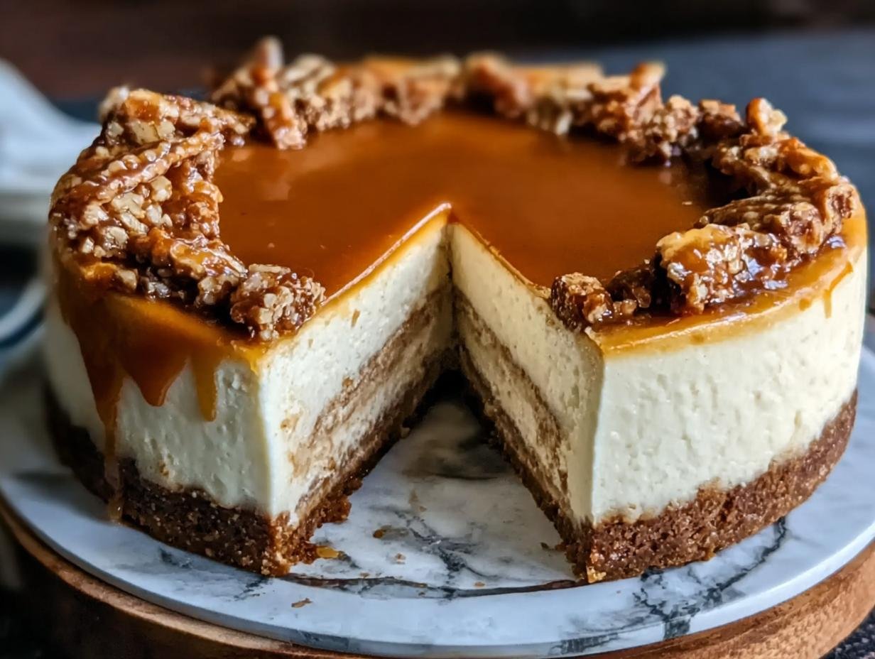 Amazing Maple Bourbon Cheesecake 1 Hour Prep - Bake Maple Bourbon Cheesecake - beautifully presented slice