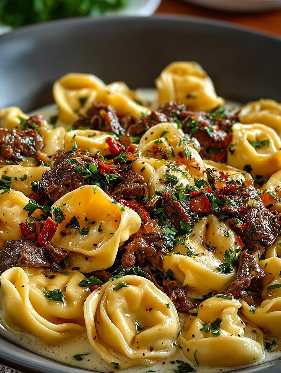 Cheesesteak Tortellini Creamy Provolone: 5 Irresistible Steps 3 Cheesesteak Tortellini Creamy Provolone: 5 Irresistible Steps - Cheesesteak Tortellini Creamy Provolone - additional detail