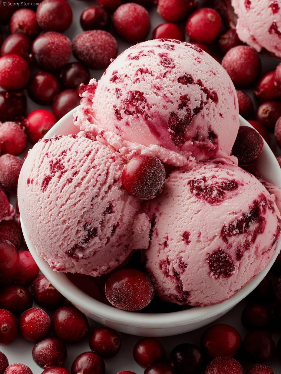 Homemade Cranberry Ice Cream: 1 Tart Treat 3 Homemade Cranberry Ice Cream: 1 Tart Treat - Close-up of cranberry ice cream being churned