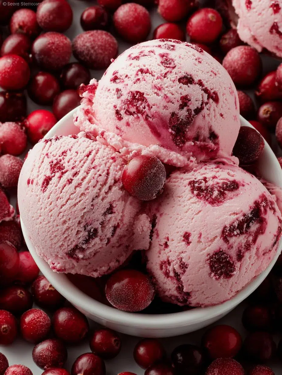 Homemade Cranberry Ice Cream: 1 Tart Treat - Close-up of cranberry ice cream being churned
