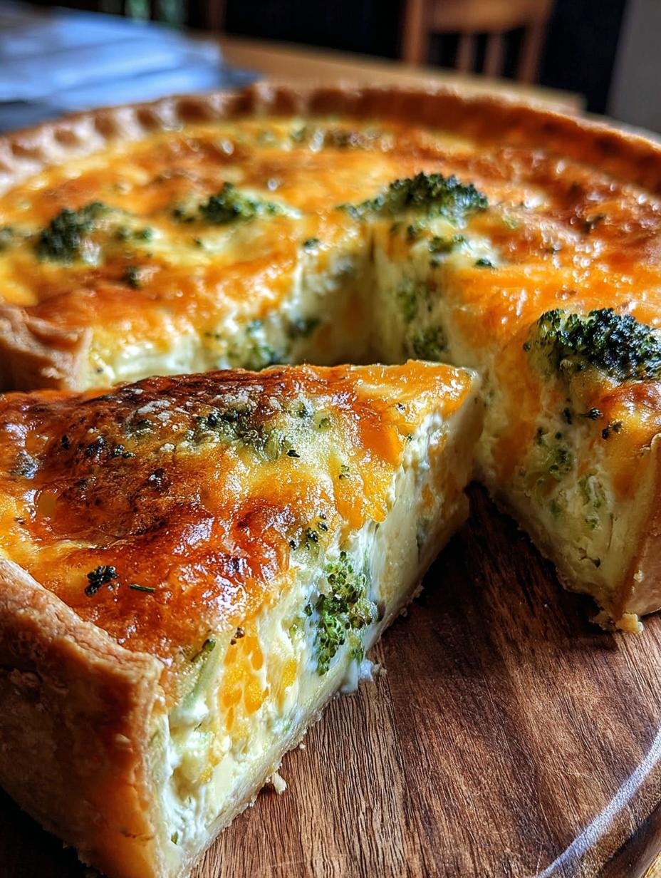 Delightful Cheddar Broccoli Quiche: Comforting 35-Min Bake 2 Delightful Cheddar Broccoli Quiche: Comforting 35-Min Bake - Delicious broccoli and cheddar quiche filling