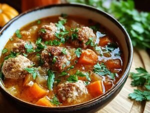 Fall Crockpot Meatball Soup
