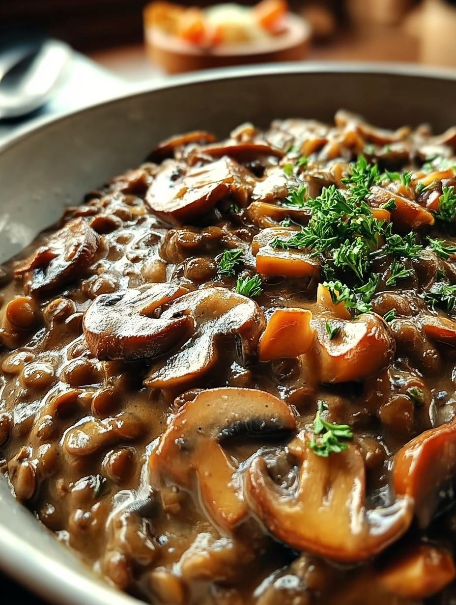 Lentil Mushroom Stroganoff: 1 Creamy Comfort Meal 4 Lentil Mushroom Stroganoff: 1 Creamy Comfort Meal - Lentil Mushroom Stroganoff - additional detail