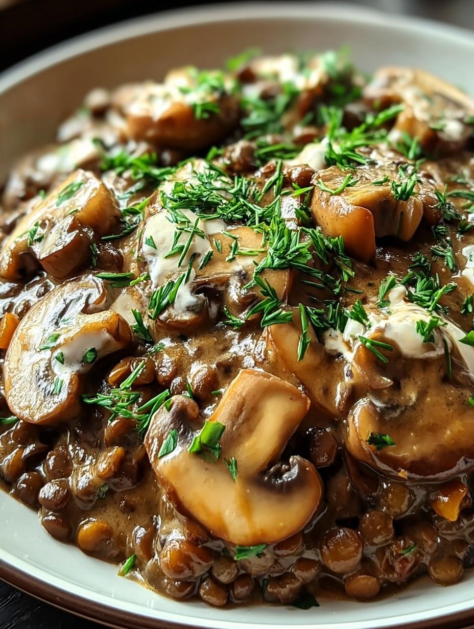 Lentil Mushroom Stroganoff: 1 Creamy Comfort Meal 1 Lentil Mushroom Stroganoff