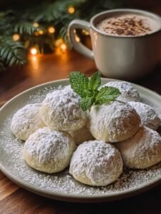Minty Snowball Cookies