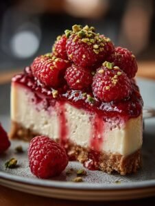 Raspberry Pistachio Cheesecake