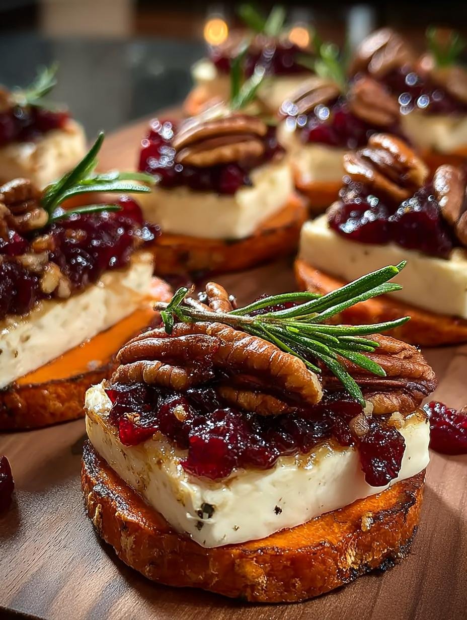Sweet Potato Rounds with Brie, Cranberry & Pecans Delight 2 Sweet Potato Rounds with Brie, Cranberry & Pecans Delight - Sweet Potato Rounds with - main visual representation