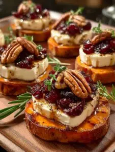 Sweet Potato Rounds with Brie, Cranberry & Pecans Delight 7 Sweet Potato Rounds with