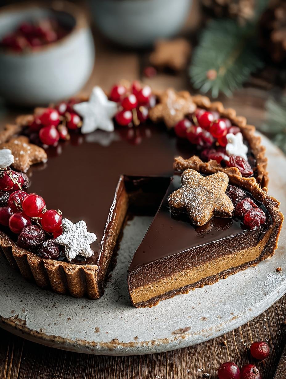 Delicious Vegan Chocolate Gingerbread Tart: 1 Blissful Bite 1 Vegan Chocolate Gingerbread Tart