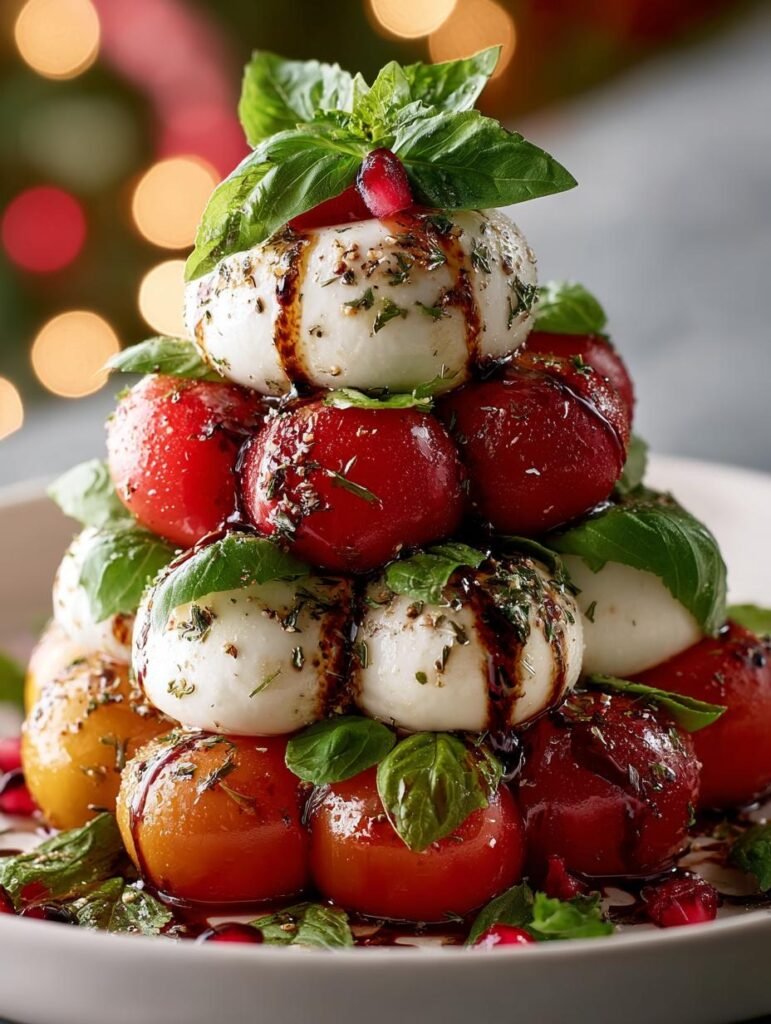 Caprese Christmas Tree Stack