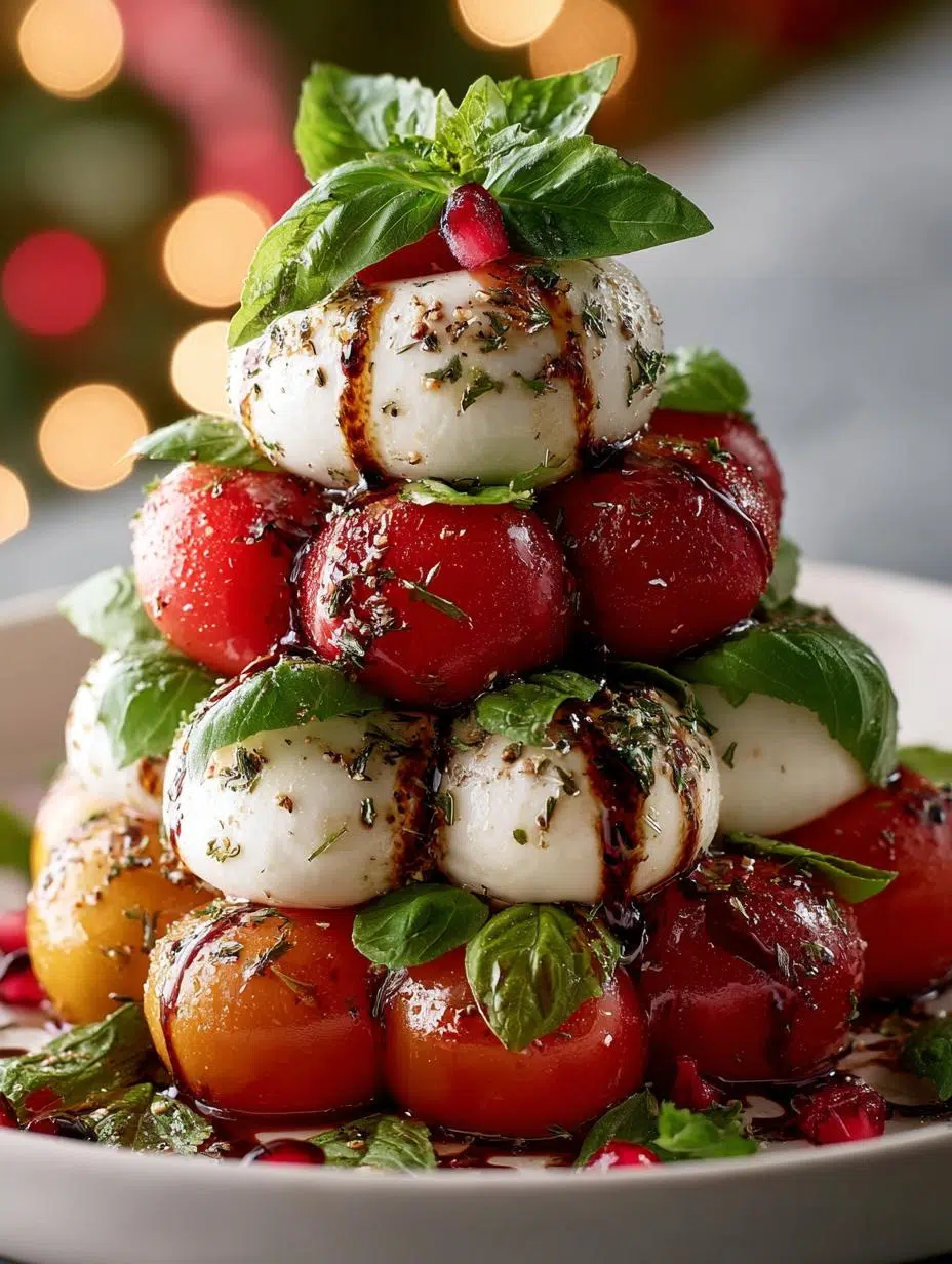 Caprese Christmas Tree Stack