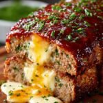 Cheddar Stuffed Glazed Meatloaf