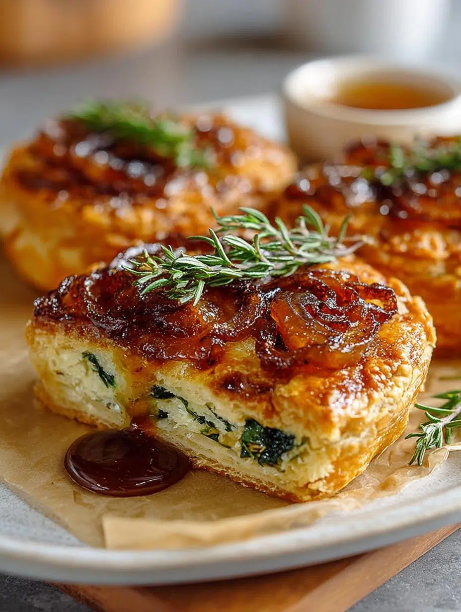 Vegan Caramelized Onion Spinach Puff Pastry Delight - Vegan Caramelized Onion Spinach - main visual representation