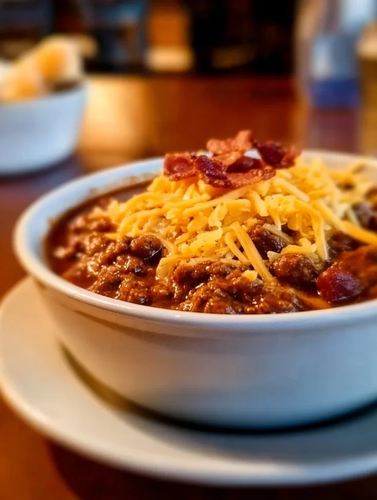 Delicious bowl of Carnivore Chili topped with herbs and spices