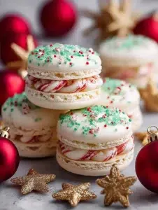 Christmas Tree Cake Macarons 7 Christmas Tree Cake Macarons decorated for the holiday season.