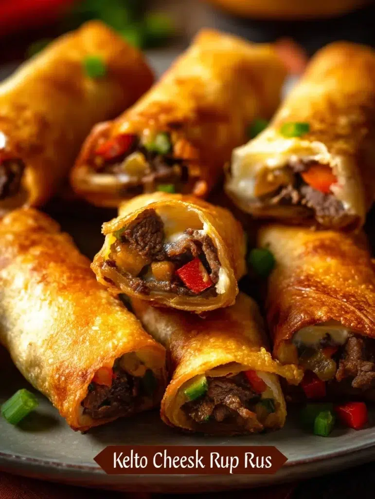 Keto Philly Cheesesteak Roll Ups served on a plate with fresh toppings