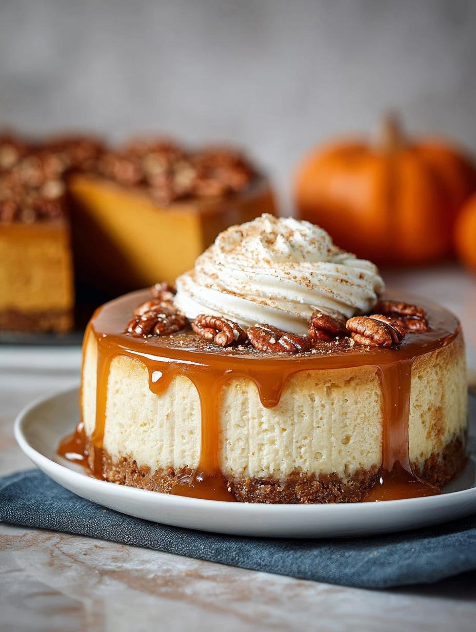 Bake Pumpkin Cheesecake with Delicious Pecan Topping - Bake Pumpkin Cheesecake with - main visual representation