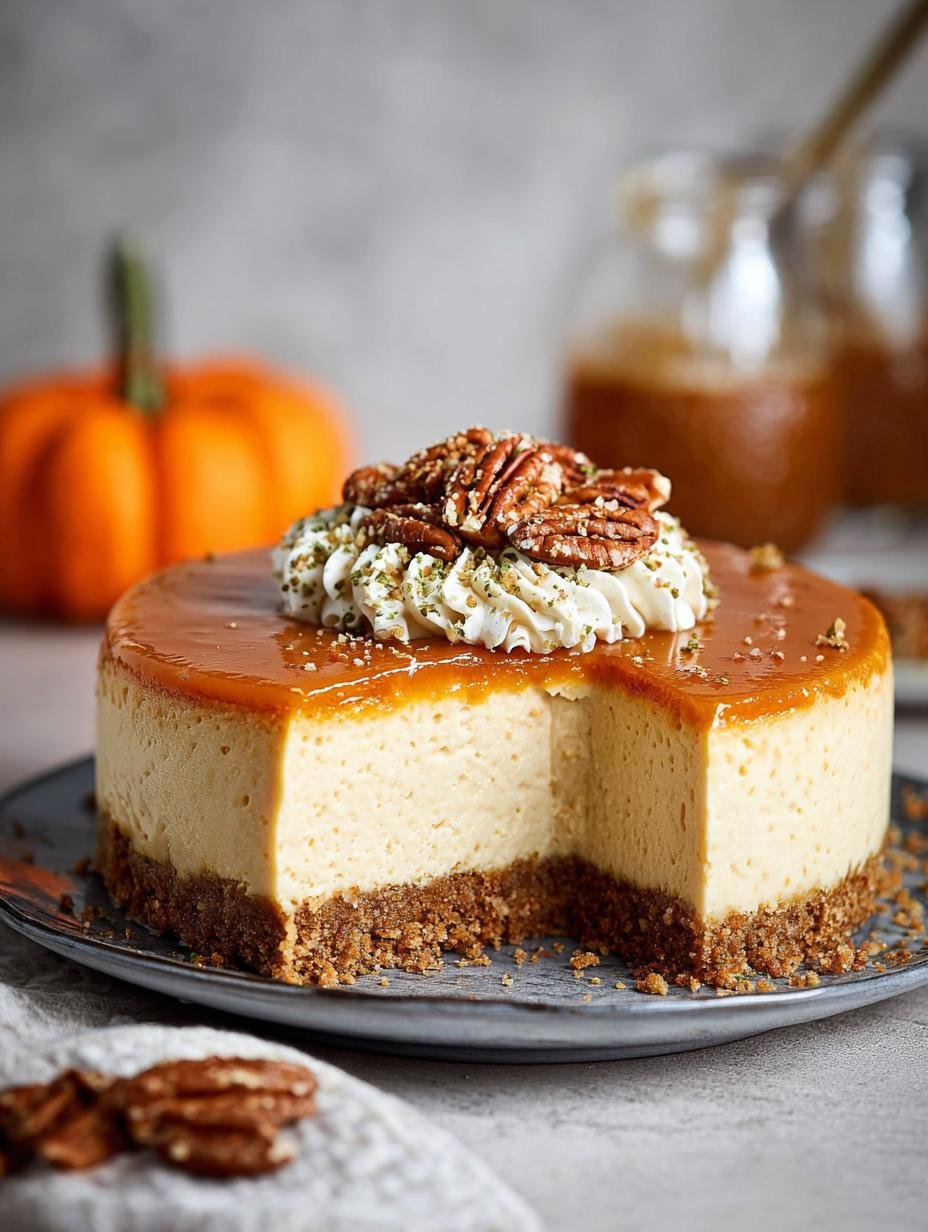 Bake Pumpkin Cheesecake with Delicious Pecan Topping - Bake Pumpkin Cheesecake with - additional detail