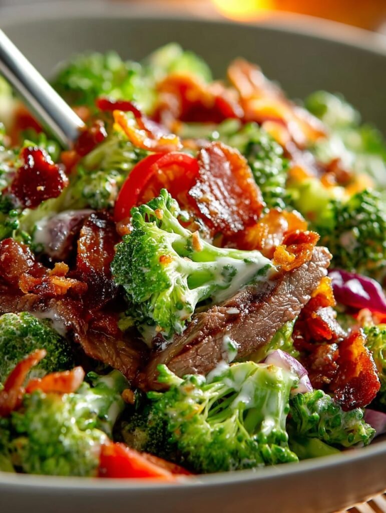 Broccoli Beef Bacon Salad