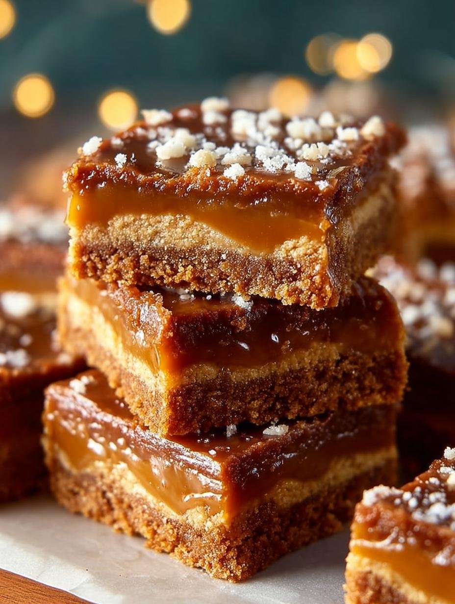 Irresistible Caramel Gingerbread Cookie Bars fresh from the oven on a cooling rack