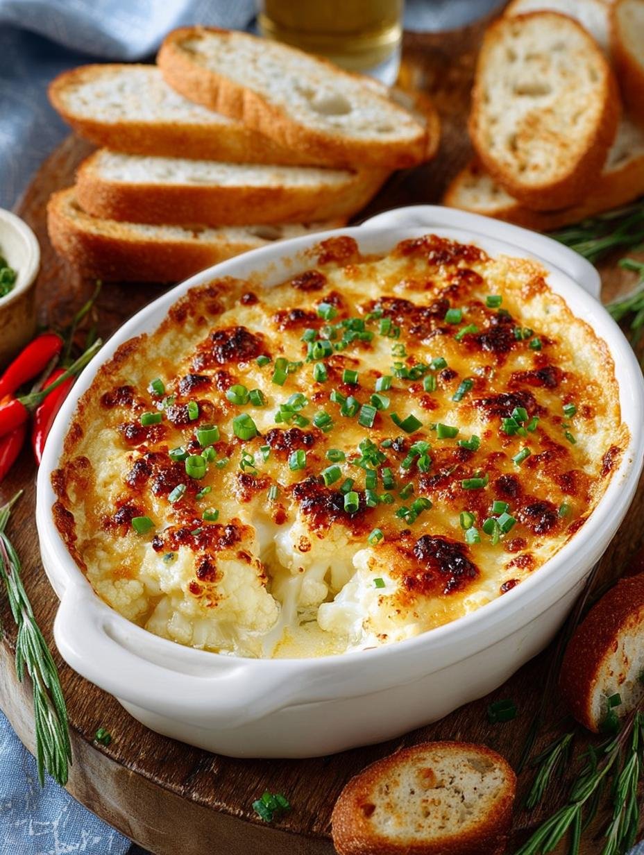 Delicious Cheesy Roasted Cauliflower Dip Recipe - Cheesy Roasted Cauliflower Dip - main visual representation