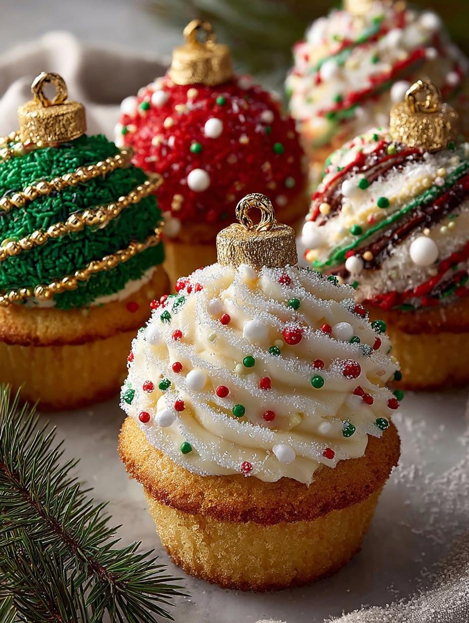 Christmas Ornament Cupcakes: 12 Festive Delights - Christmas Ornament Cupcakes - additional detail
