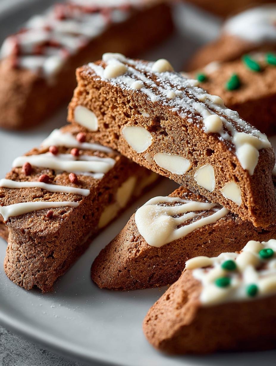 Gingerbread Biscotti with White