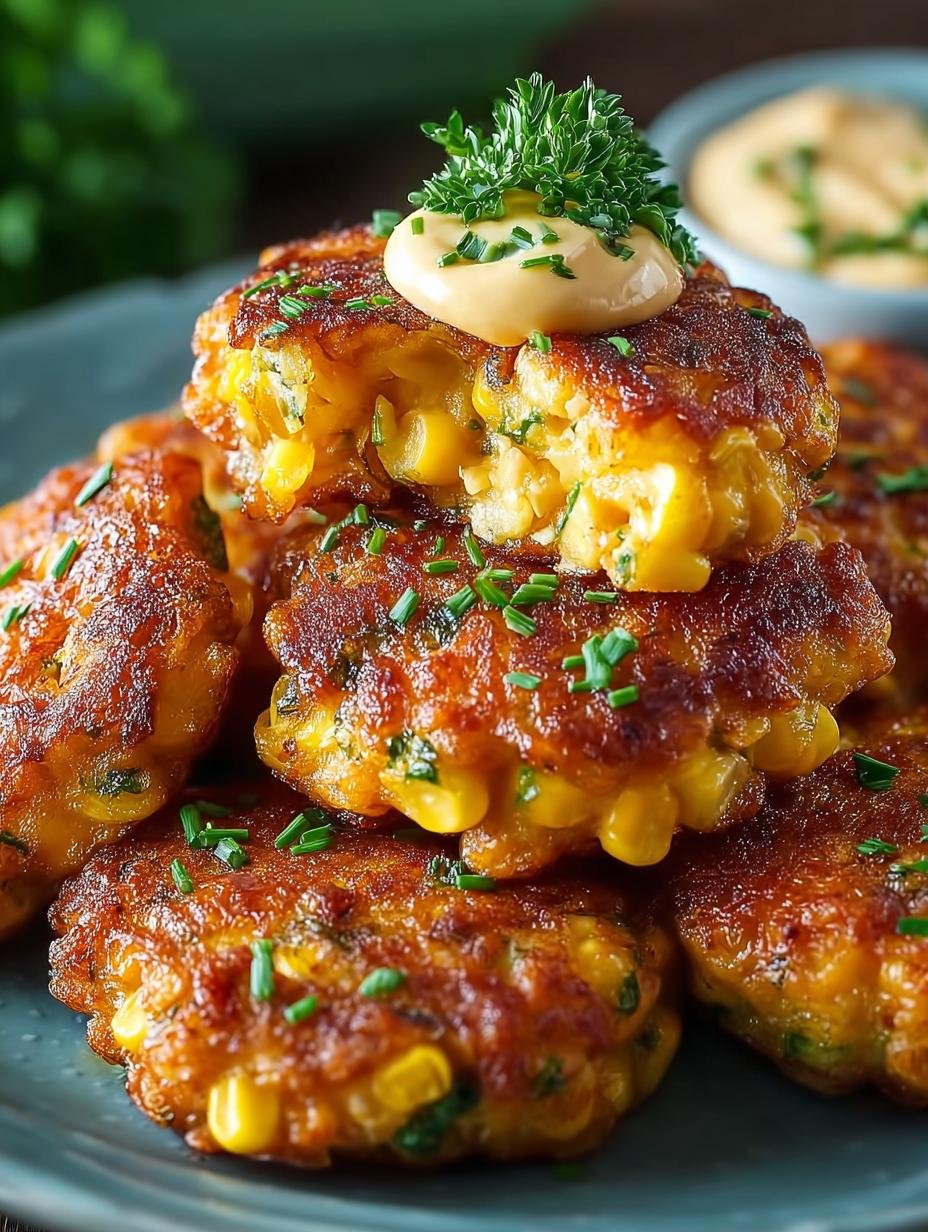 Irresistible Sweet Corn Fritters with Chili Lime Aioli - Irresistible Sweet Corn Fritters - main visual representation