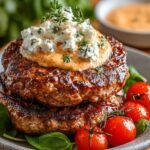 Keto Feta Burgers with Creamy Tomato Sauce for Dinner 4 Keto Feta Burgers with