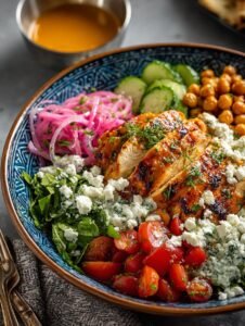 30-Minute Mediterranean Chicken Bowls with Spiced Feta 4 Mediterranean Chicken Bowls with