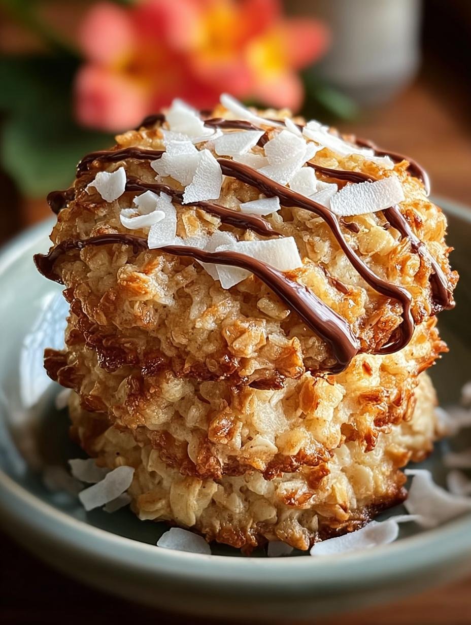 Oatmeal Cookies with Toasted Coconut and Chocolate Drizzle - Oatmeal Cookies with Toasted - additional detail