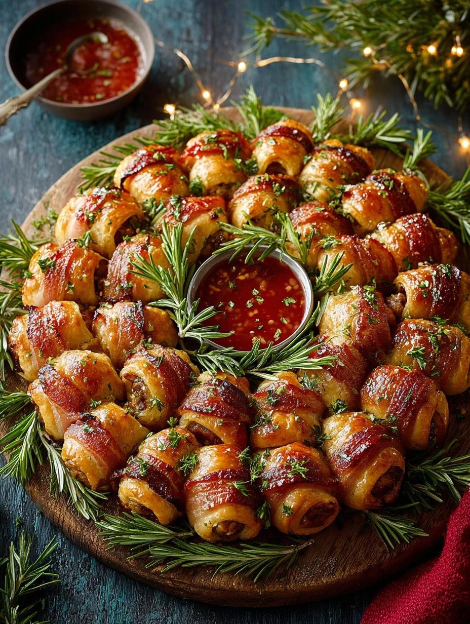 Pigs Blanket Wreath: 8 Festive Appetizer Ideas - Pigs Blanket Wreath - additional detail