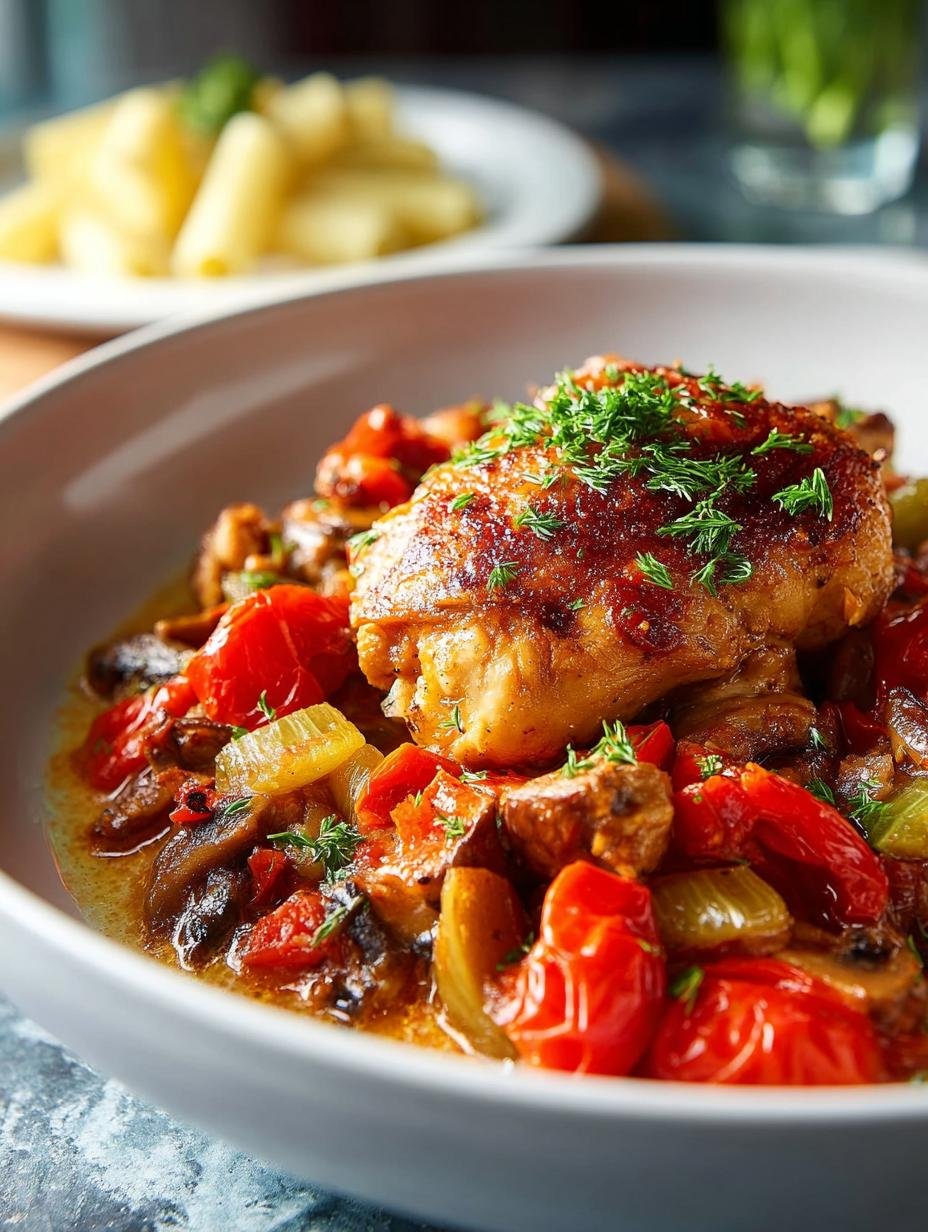 Step-by-step preparation of Pot Chicken Cacciatore with fresh ingredients