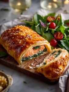 Salmon Wellington with Horseradish