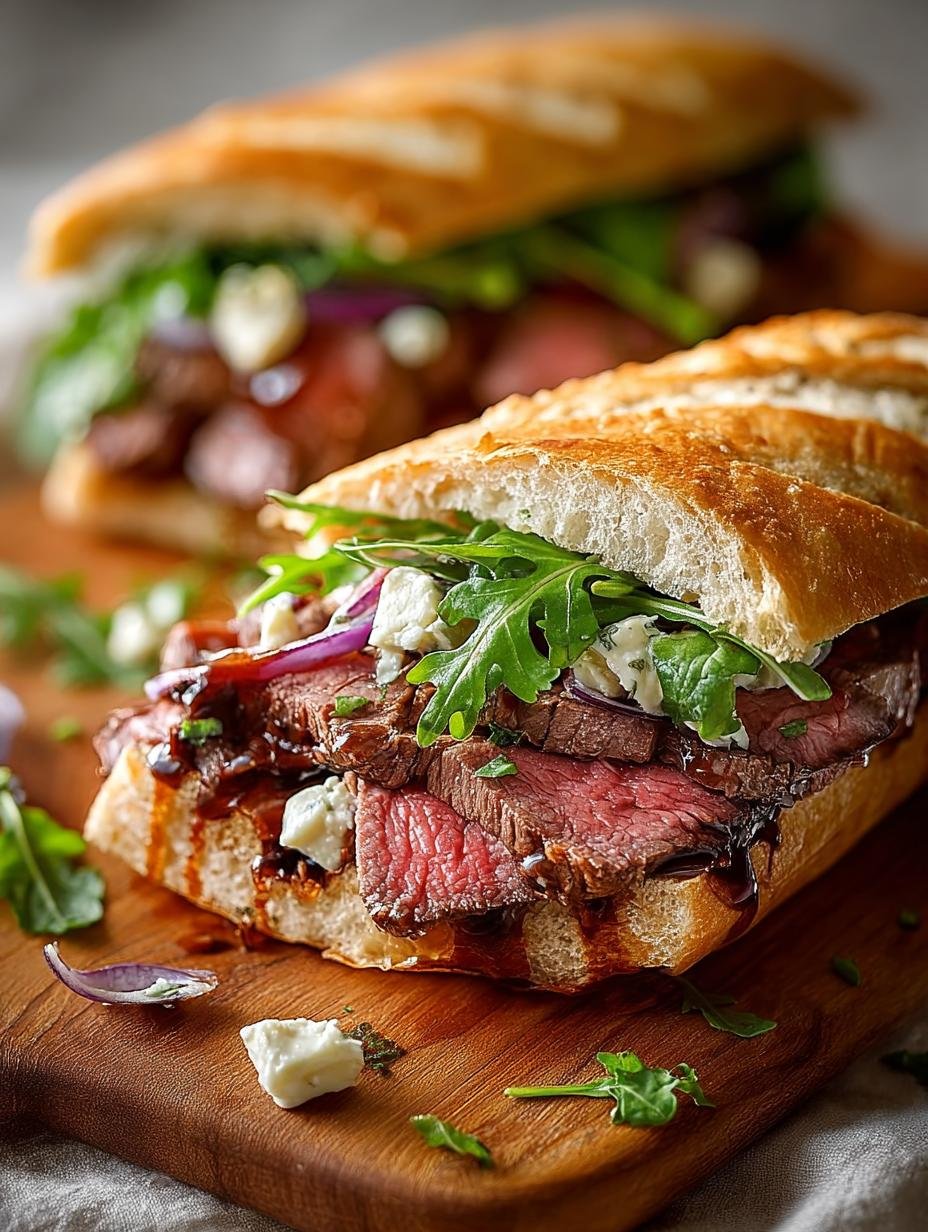 Sirloin Steak Sandwich with Balsamic Glaze: 5 Star Recipe - Sirloin Steak Sandwich with - additional detail