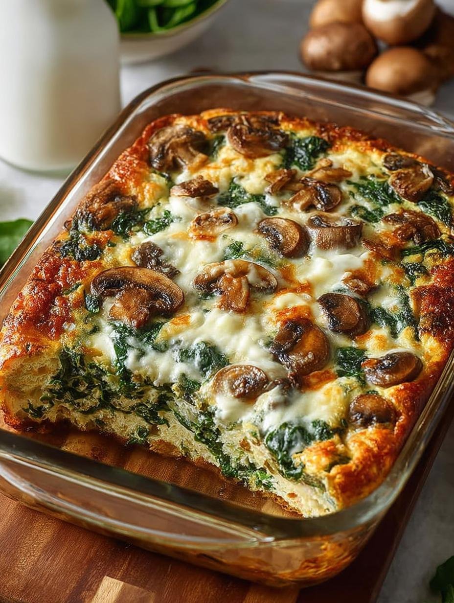 Spinach Mushroom Breakfast Casserole: 8 Savory Servings - Spinach Mushroom Breakfast Casserole - additional detail