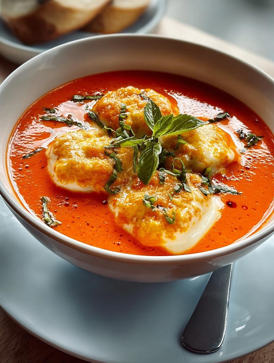Tomato Soup with Cheesy Dumplings: Comfort in a Bowl - Tomato Soup with Cheesy - additional detail
